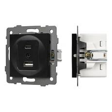 Изображение Механизм USB розетки SCT-MUAC-PL-BK-V (5V, 3A, QC4) (Arlight, -)
