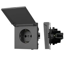 Изображение Механизм розетки влагозащищённый SCT-TENDO-MCP-SFPL-GR (230V, 16A) (Arlight, Графитовый soft-touch)